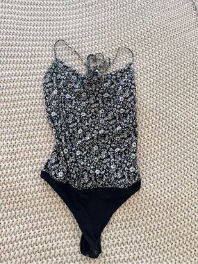 Abercrombie Cowl Neck Floral Thong Bodysuit